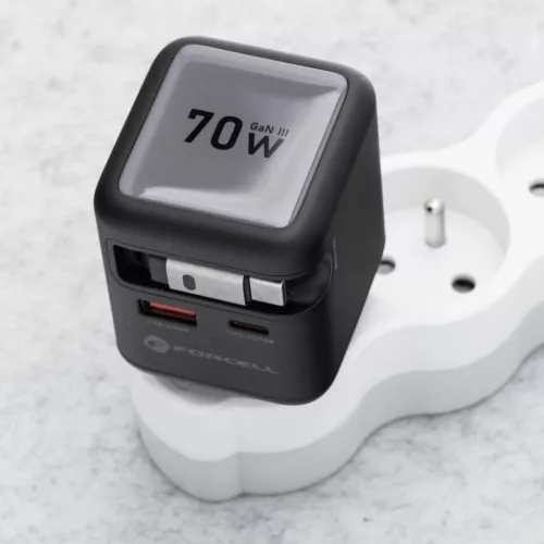 FORCELL F-ENERGY GaN III VT-R7 utazótöltő visszahúzható kábellel-5903396390838 7 kép