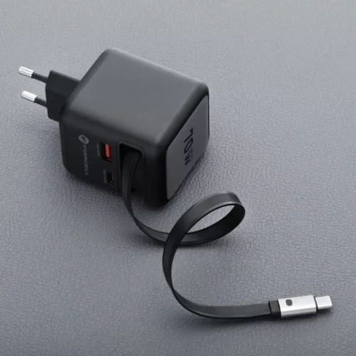 FORCELL F-ENERGY GaN III VT-R7 utazótöltő visszahúzható kábellel-5903396390838 8 kép