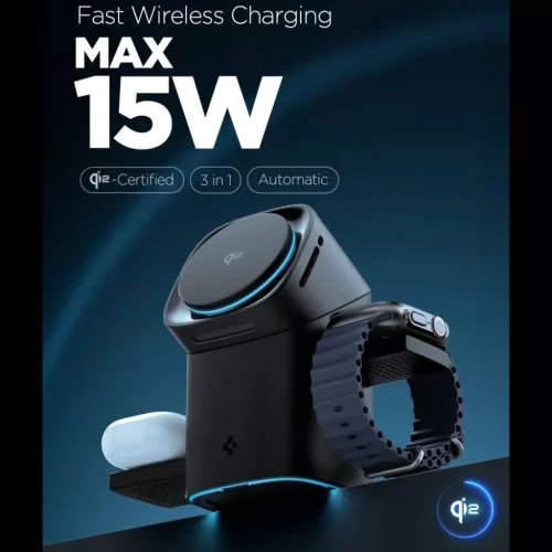 Spigen Essential EF223MS 3in1 Qi2 Rotary Magnetic Magsafe vezeték né-8800283303773 4 kép