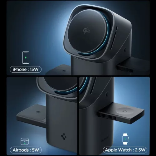 Spigen Essential EF223MS 3in1 Qi2 Rotary Magnetic Magsafe vezeték né-8800283303773 5 kép