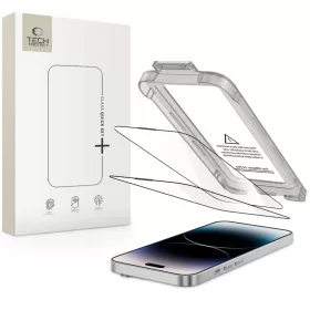  Edzett üveg Tech-protect Quick Set+ 2-pack iPhone 15 Pro Fekete üvegfólia