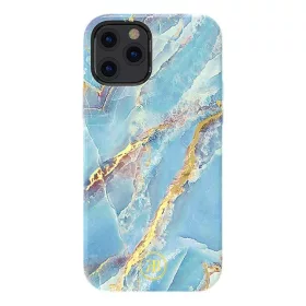 iPhone 12/ 12 Pro Kingxbar Marble Series tok kék