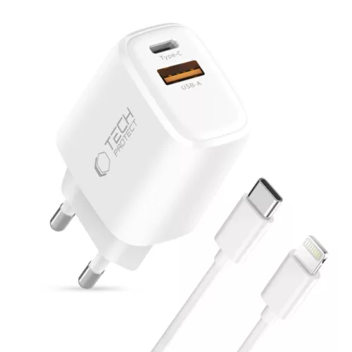 Tech-protect Nca20 2-port Hálózati Töltő Pd 20w / Qc3.0 + Lightnin-5906302330546 2 kép