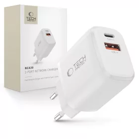 Tech-protect Nca30 2-port Hálózati Töltő Pd 30w / Qc3.0 Fehér-5906302318766 1 kép