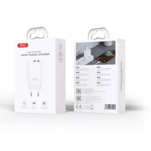 XO fali töltő CE34 2x USB 2,4A fehér + microUSB kábel-6975837582125 2 kép
