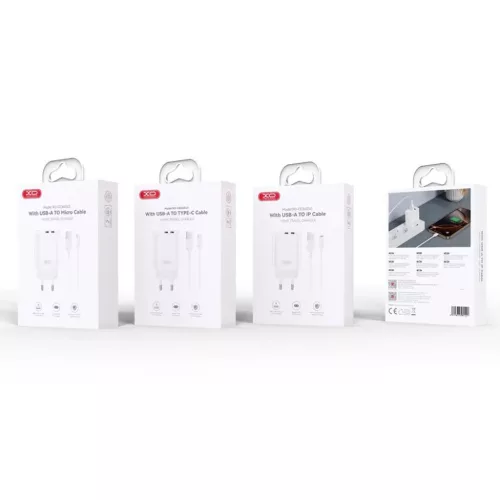 XO fali töltő CE34 2x USB 2,4A fehér + microUSB kábel-6975837582125 3 kép