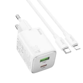   HOCO töltő USB A + Type C + kábel Type C - Lightning PD QC 3A 20W N41 fehér