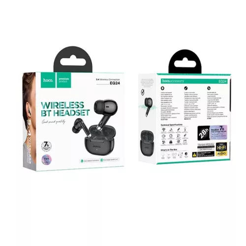 HOCO vezeték nélküli fülhallgató bluetooth TWS EQ24 éjfekete-6942007647786 4 kép