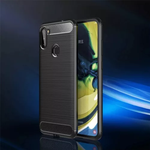 Szénszál mintájú TPU tok Samsung A11 / M11 fekete-9111201922853 2 kép