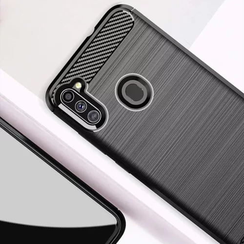 Szénszál mintájú TPU tok Samsung A11 / M11 fekete-9111201922853 5 kép
