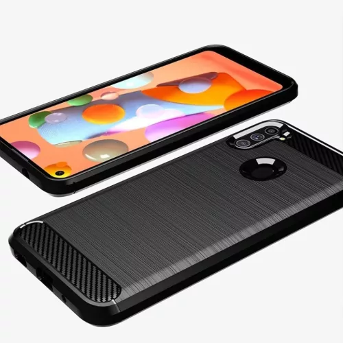 Szénszál mintájú TPU tok Samsung A11 / M11 fekete-9111201922853 6 kép