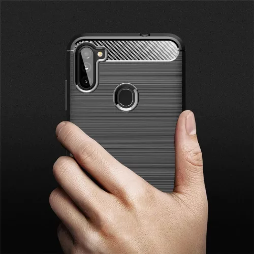 Szénszál mintájú TPU tok Samsung A11 / M11 fekete-9111201922853 9 kép