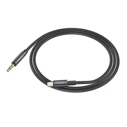 Kábel AUX Jack 3,5 mm - Lightning Hoco 1 m fekete-6931474759924 2 kép