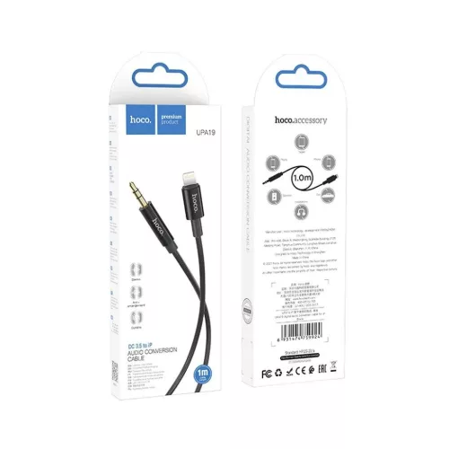 Kábel AUX Jack 3,5 mm - Lightning Hoco 1 m fekete-6931474759924 4 kép