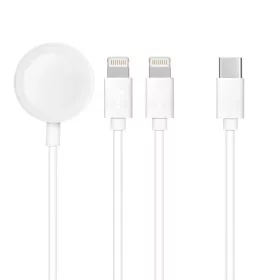   Kábel 3 az 1-ben Type C to 2 x Lightning / Apple Watch 3W 2A C3168 1,2 m fehér