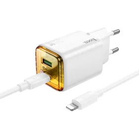   HOCO fali töltő USB A + Type C + kábel Type C - Lightning PD QC3.0 3A 20W N52 fehér