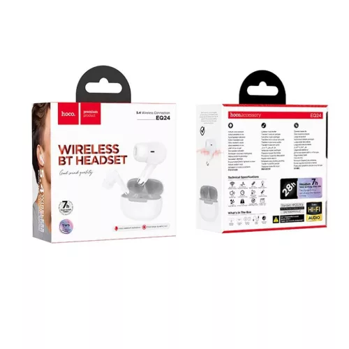 HOCO vezeték nélküli fülhallgató bluetooth TWS EQ24 fehér csilla-6942007647793 3 kép