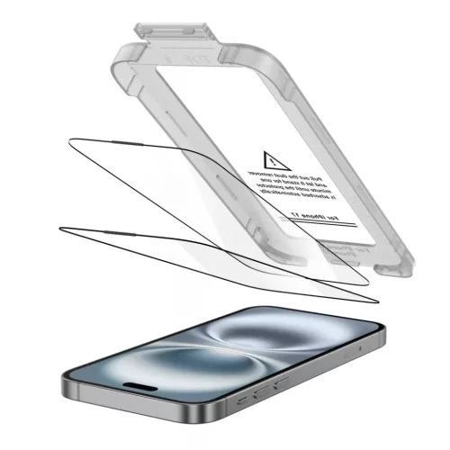  iPhone 17 Fekete Tech-protect Quick Set+ 2-pack Edzett Üveg üvegfó-5906302319336 2 kép