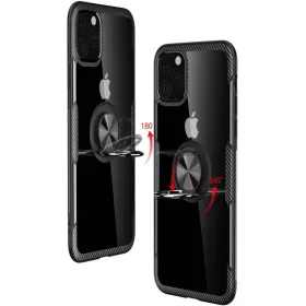 iPhone 12 Pro Max Clear Carbon szénszál mintás tok gyűrű támassz-5902429909368 2 kép