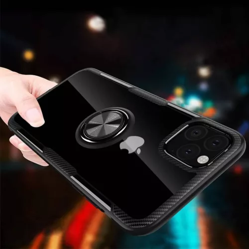 iPhone 12 Pro Max Clear Carbon szénszál mintás tok gyűrű támassz-5902429909368 4 kép