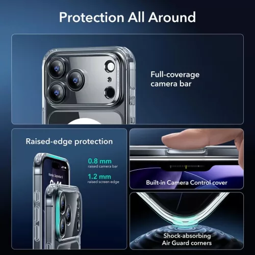  iPhone 17 Pro Max Átlátszó Esr Classic Hybrid Magsafe & Edzett Üv-4894240289006 3 kép