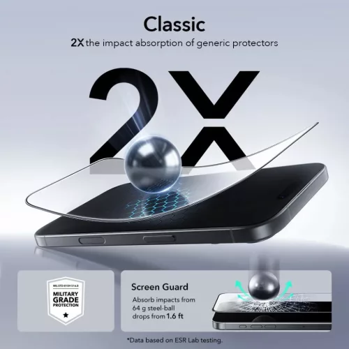  iPhone 16 Pro / 17 tiszta üvegfólia ESR UltraFit edzett üveg 2-pac-4894240287705 4 kép