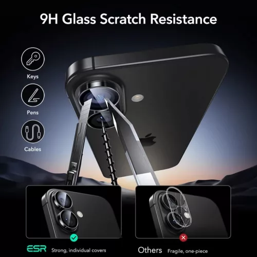  iPhone 16 / 16 Plus / 17 Fekete ESR Armorite Kamera Védő üvegfóli-4894240286180 6 kép