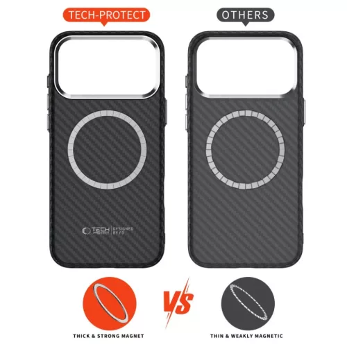  Iphone 17 Pro Fekete/ezüst Tech-protect Ion Carbon Magsafe tok-5906302330355 3 kép