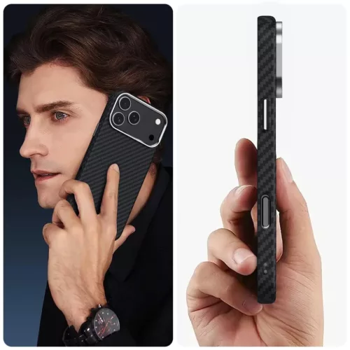  Iphone 17 Pro Fekete/ezüst Tech-protect Ion Carbon Magsafe tok-5906302330355 4 kép