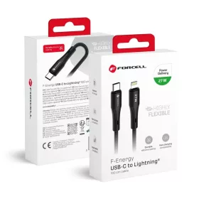   FORCELL F-ENERGY C346 kábel Type C - Lightning PD 3A 27W Szilikon 1 m fekete