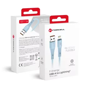   Apple FORCELL F-ENERGY C343 kábel USB A-ról Lightning-re 2,4A 12W Szilikon 1 m kék