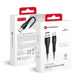 FORCELL F-ENERGY C341 kábel USB A-Micro USB QC3.0 2,4A 18W Szilikon 1-5903396395338 1 kép