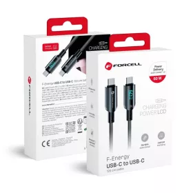   Forcell F-Energy C274 Type-C kábel Type C-ről Type C-re QC4.0 PD 3A 60W Digitális 1,2 m fekete