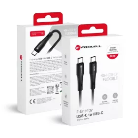   FORCELL F-ENERGY C344 kábel Type C - Type C QC4.0 PD 3A 60W Szilikon 1 m fekete