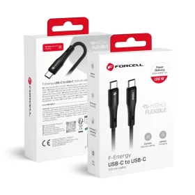   USB-C FORCELL F-ENERGY C347 kábel Type C - Type C QC4.0 PD 5A 100W Szilikon 1 m fekete