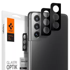   Spigen Optik.TR 2x kameralencsevédő 9H üveg Samsung S21 fekete