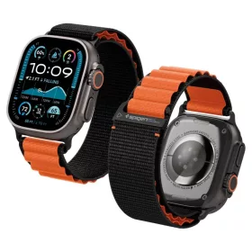   Apple Watch 6 / 7 / 8 / 9 / 10 / 11 / Se / Ultra 1 / 2 (44 / 45 / 46 / 49 mm) Spigen Wbf1 szíj fekete/narancs