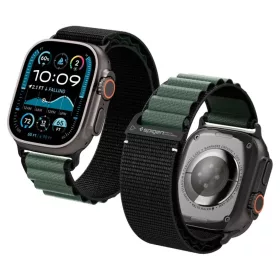   Apple Watch 6 / 7 / 8 / 9 / 10 / 11 / SE / Ultra 1 / 2 (44 / 45 / 46 / 49 mm) Spigen Wbf1 szíj, fekete/zöld