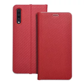 Samsung Galaxy A50 LUNA Book Carbon piros tok