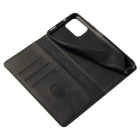 Honor Magic 7 Lite mágneses PU bőr fliptok kártyatartóval fekete A- 1 kép