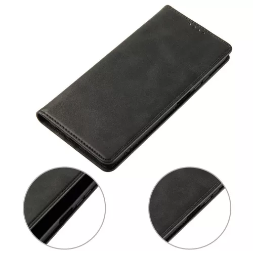 Honor Magic 7 Lite mágneses PU bőr fliptok kártyatartóval fekete A- 3 kép