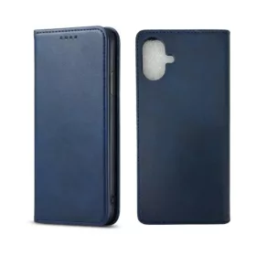   iPhone 17 mágneses PU bőr fliptok kártyatartóval pánt nélküli kék Alphajack