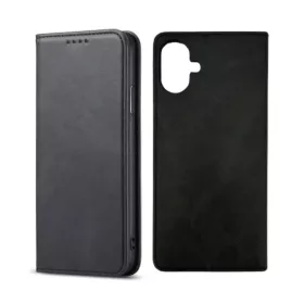   Samsung Galaxy A07 mágneses PU bőr fliptok kártyatartóval fekete Alphajack