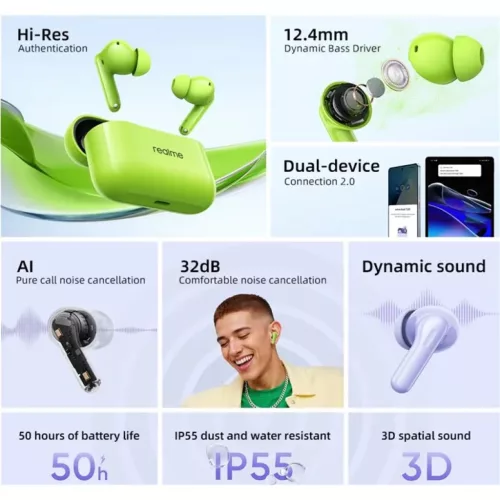 Realme Buds T200, Havas Fehér, Vezeték nélküli fülhallgató-6941764467217 2 kép