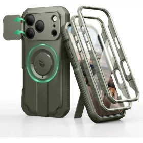   iPhone 17 Pro Dexnor MagSafe 360 ütésálló tok kihajtható állvánnyal és kameravédővel zöld