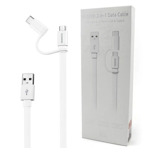 Huawei gyári USB kábel Micro USB + USB Type-C véggel 1m fehér