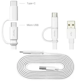Huawei gyári USB kábel Micro USB + USB Type-C véggel 1m fehér-6901443151691 2 kép