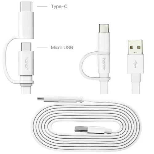 Huawei gyári USB kábel Micro USB + USB Type-C véggel 1m fehér-6901443151691 2 kép