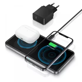   ESR HaloLock 2in1 MagSafe mágneses vezeték nélküli gyorstöltő fekete