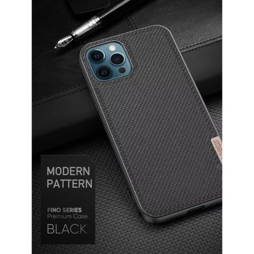 iPhone 12 Pro MAX Dux Ducis Fino nylon bevonatú tok fekete-6934913055724 3 kép